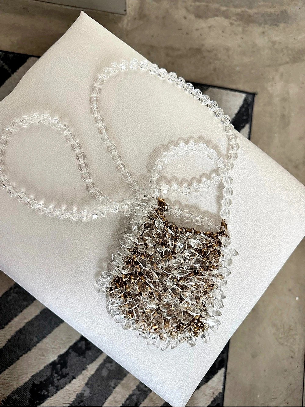Mini Crystal Statement crossbody bag in Clear & Gold